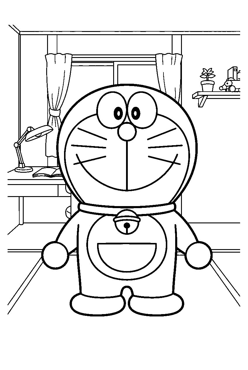 doraemon in nobita s bedroom line art