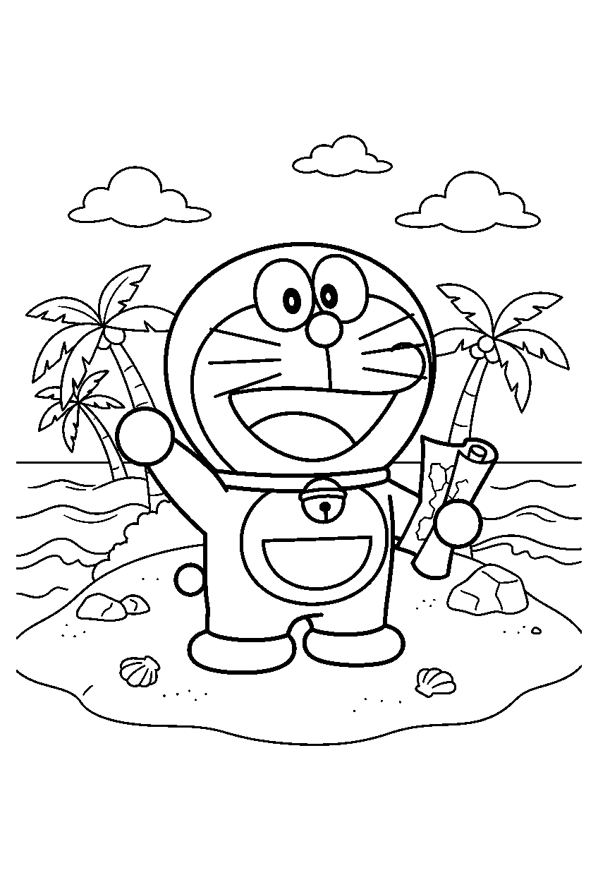 doraemon on adventure island line art