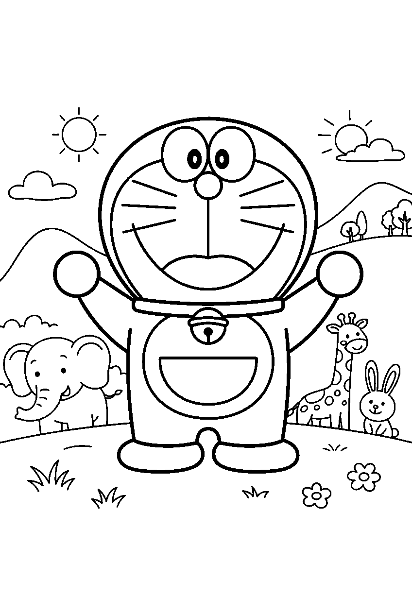 doraemon on animal planet line art