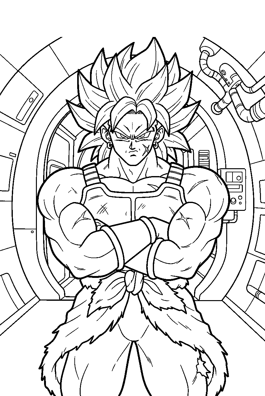 dragon ball z broly in frieza s spaceship line art