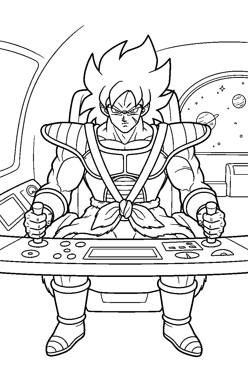dragon ball z broly inside spaceship line art