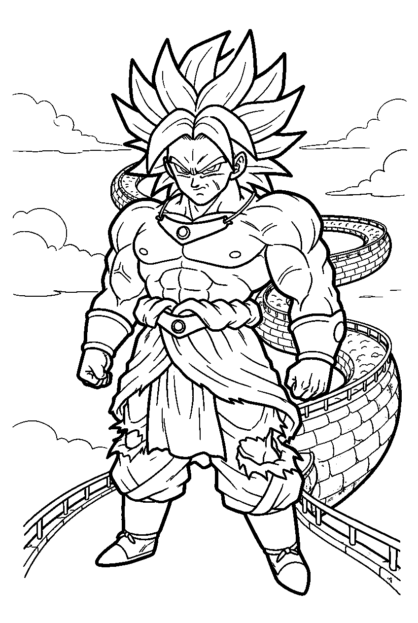 dragon ball z broly on snake way line art