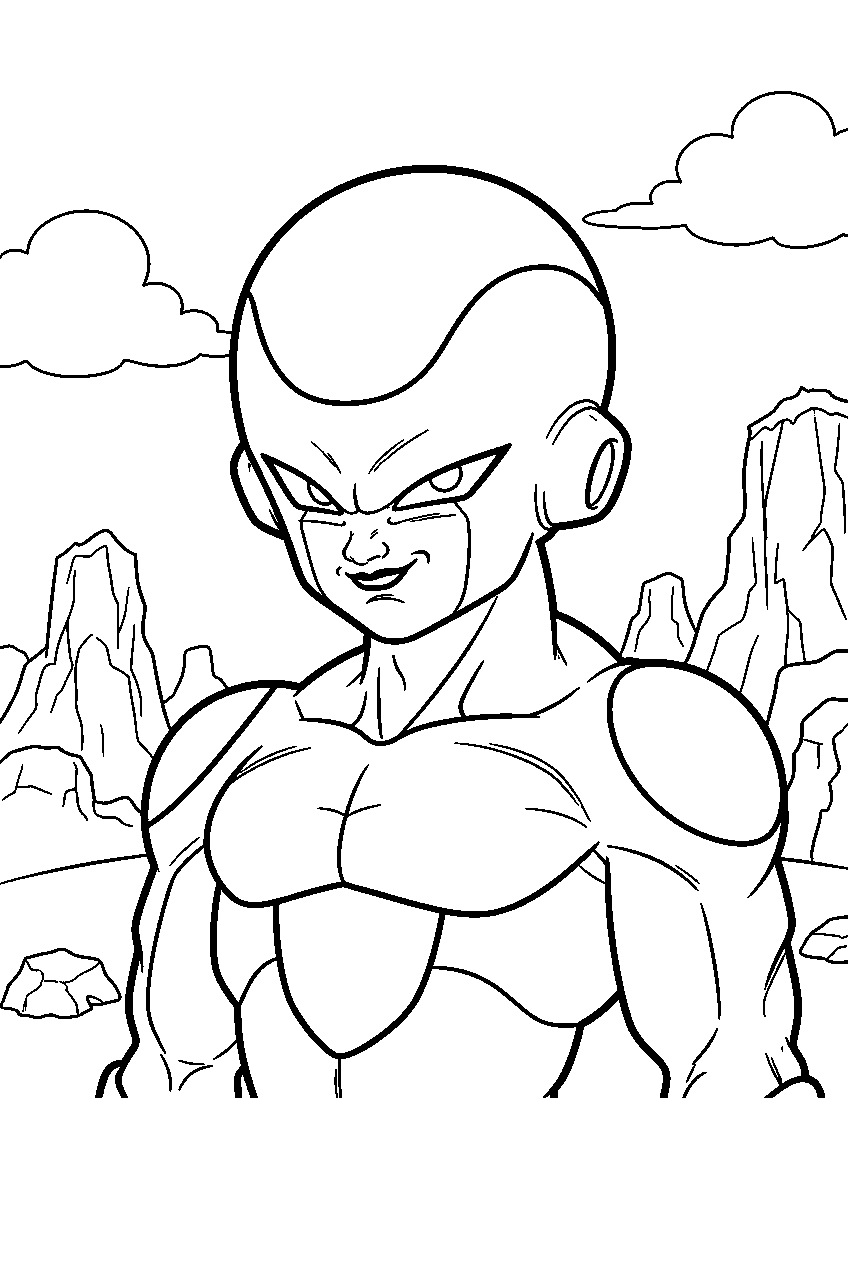 dragon ball z frieza in namekian mountains line art