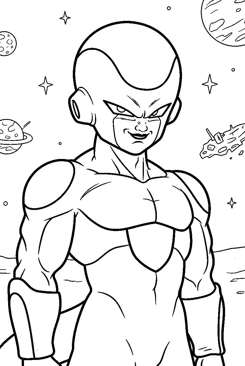 dragon ball z frieza in space battlefield line art
