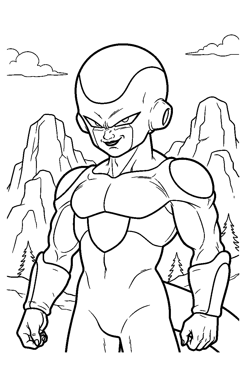 dragon ball z frieza on mount paozu line art