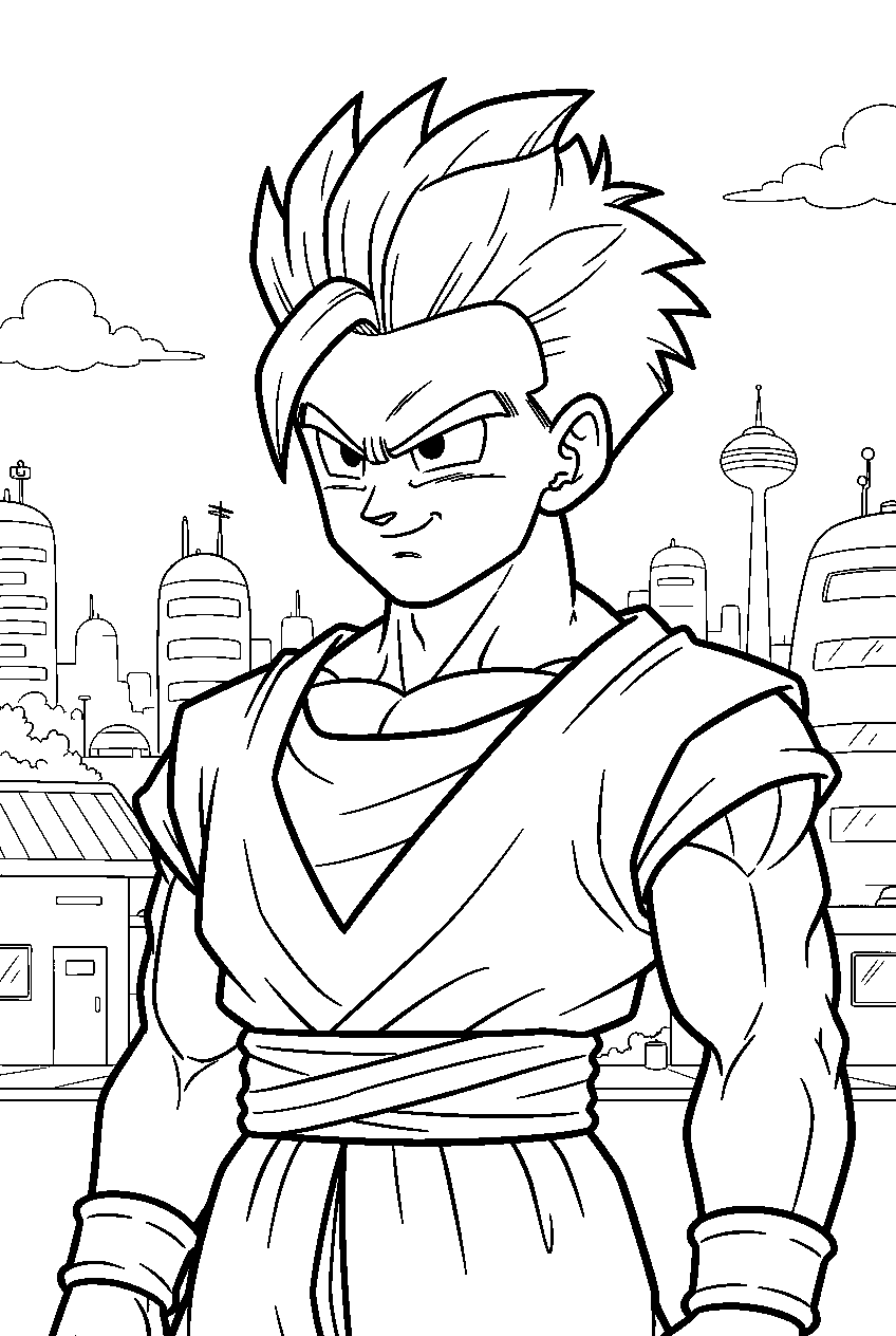 dragon ball z gohan in west city line art