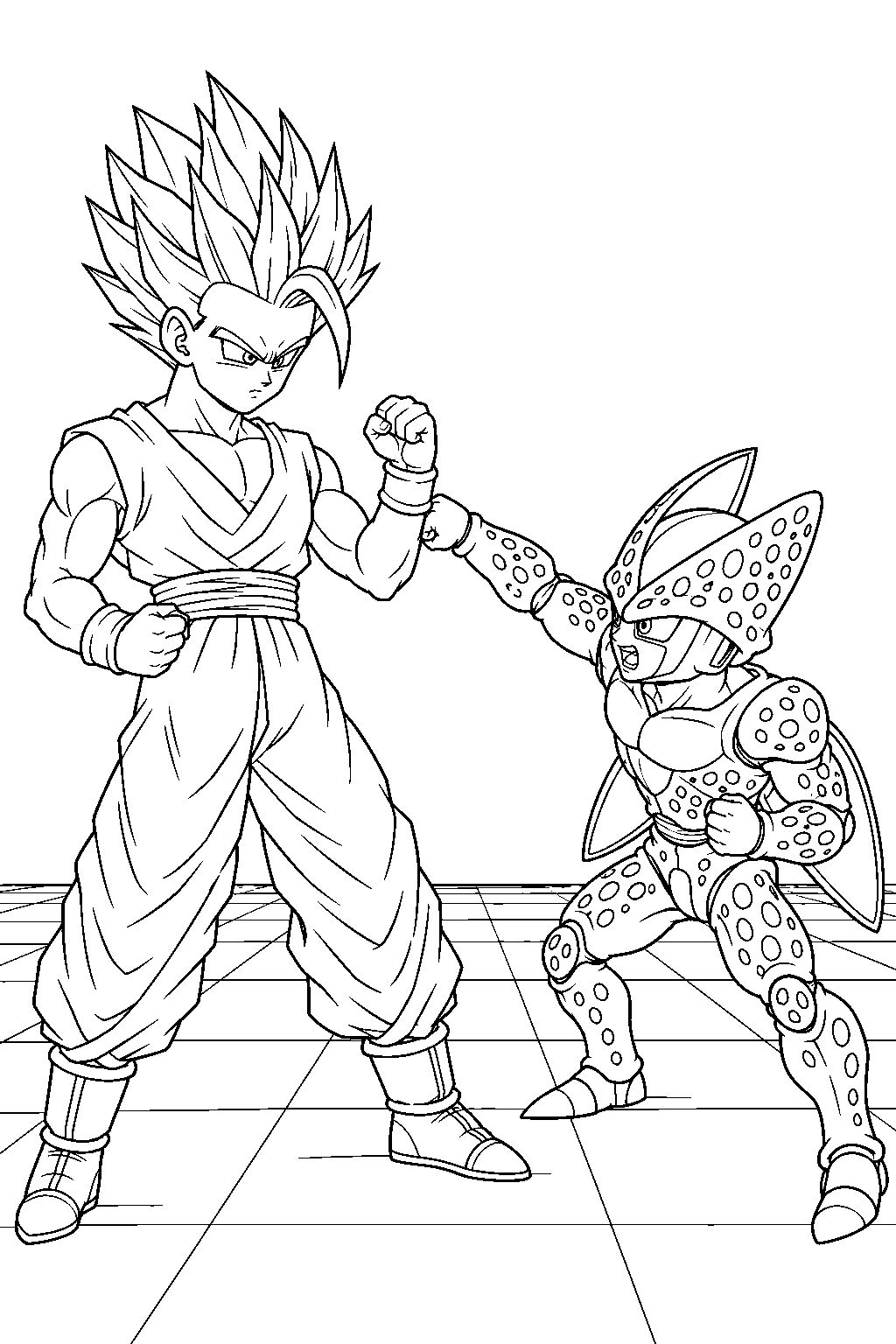 dragon ball z super saiyan 2 gohan blocking a cell junior s punch line art