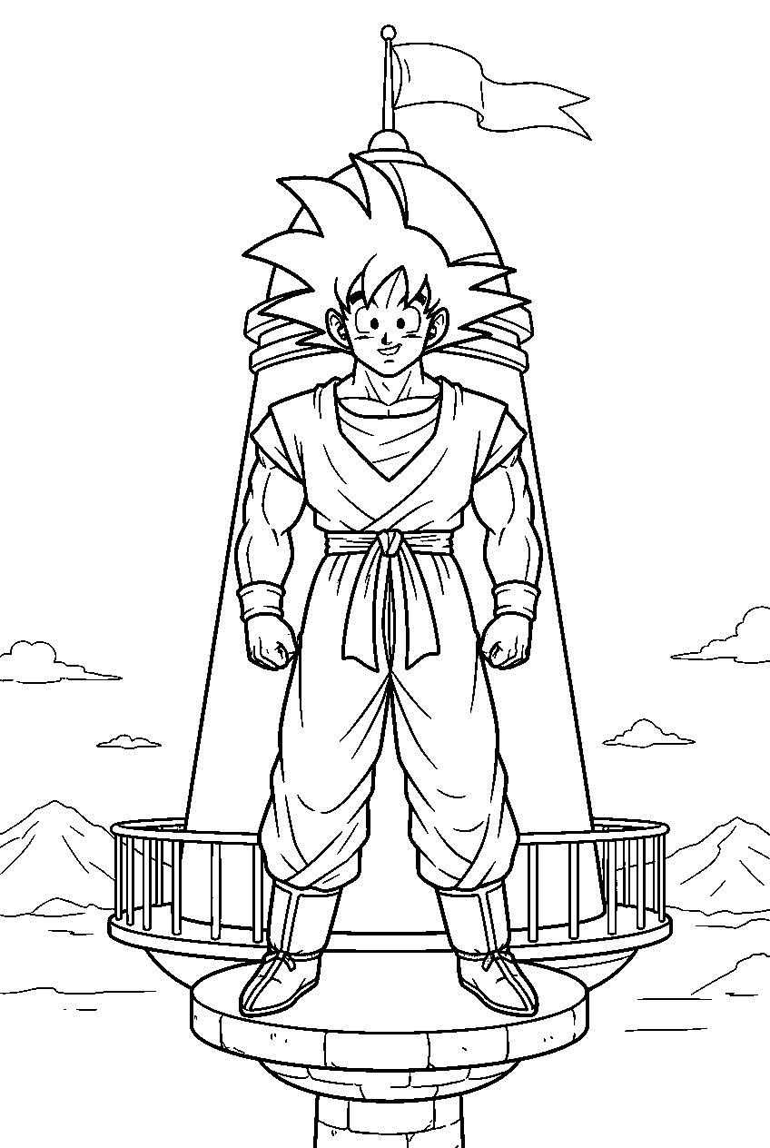 dragon ball z goku at korin tower line art