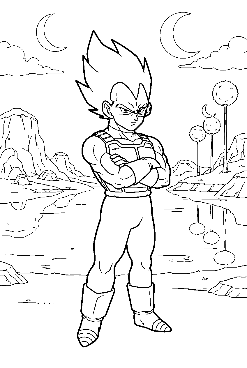 dragon ball z vegeta by namekian lake line art