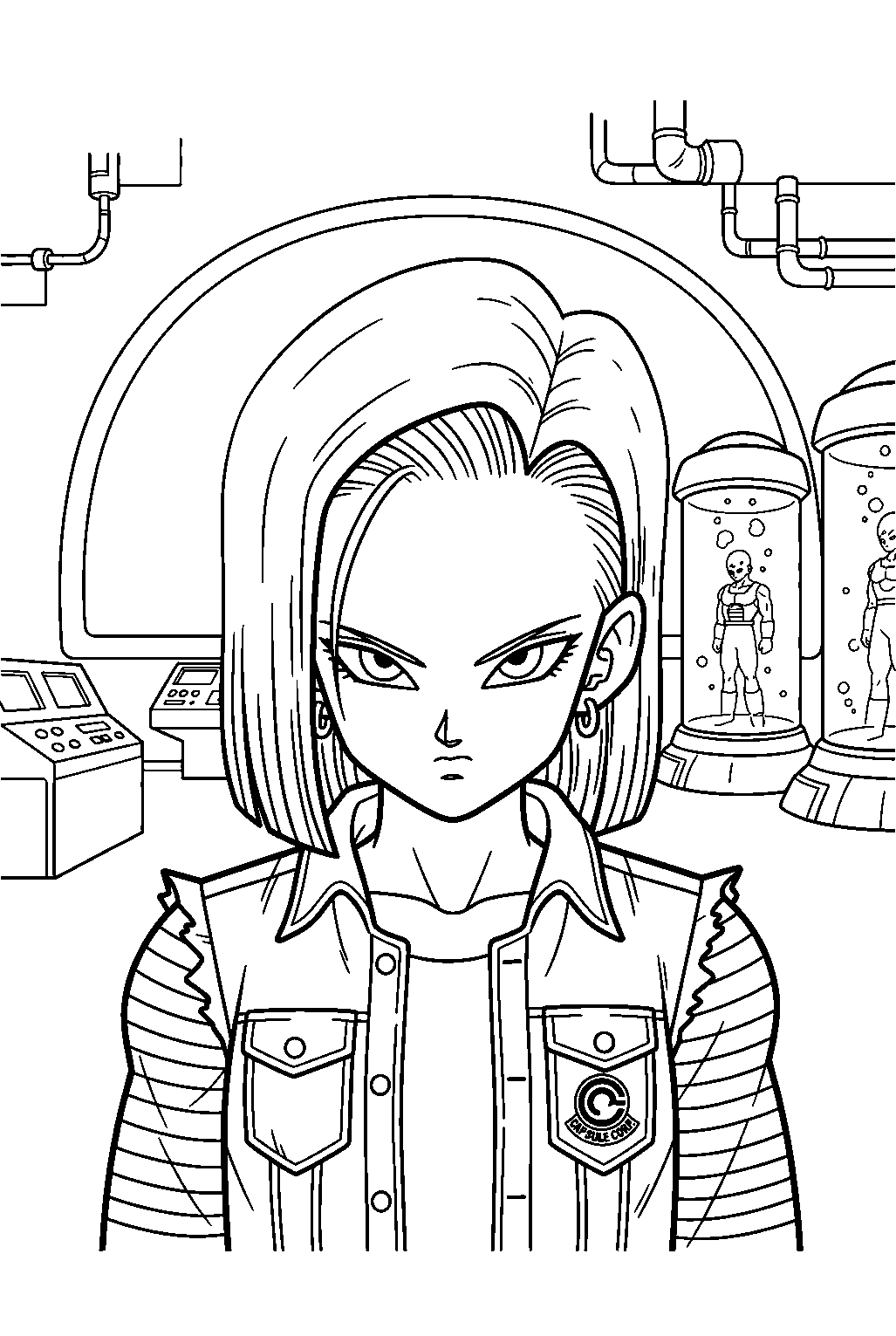 dragon ball z characters in android laboratory line art