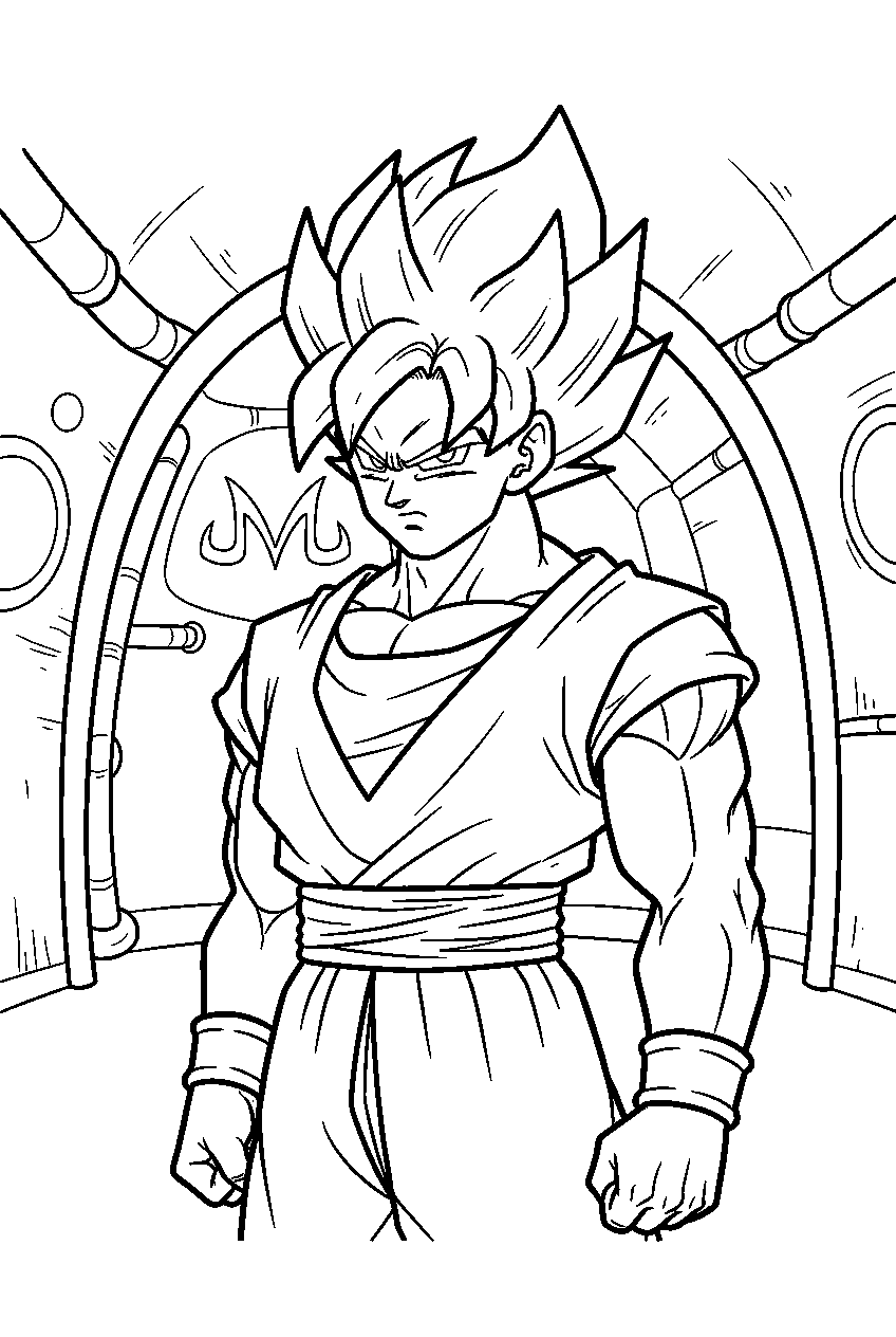 dragon ball z characters in babidi s spaceship line art