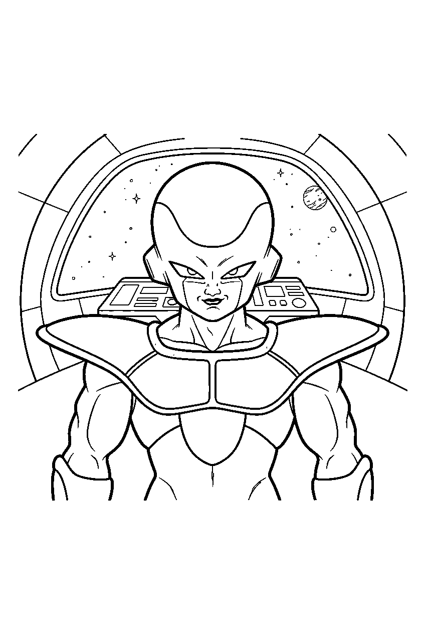 dragon ball z characters in frieza s spaceship line art