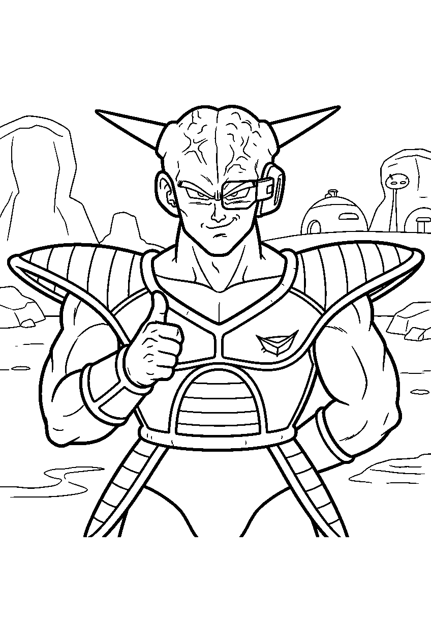 dragon ball z characters in ginyu force battlefield line art