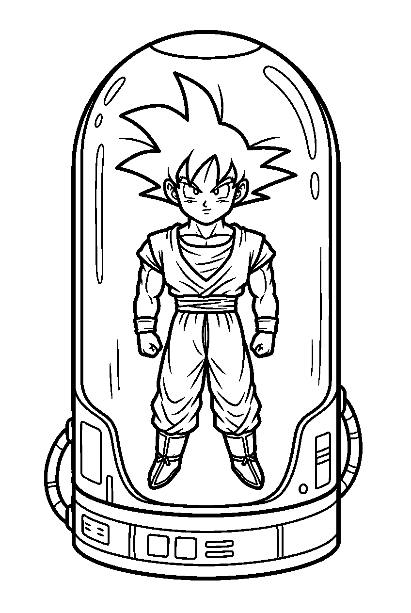 dragon ball z characters in healing chamber line art