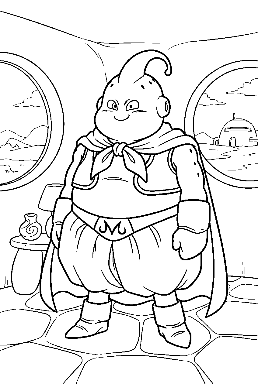 dragon ball z characters in majin buu s house line art