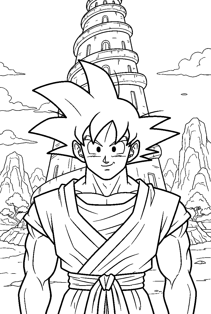 dragon ball z characters in sacred land of korin line art