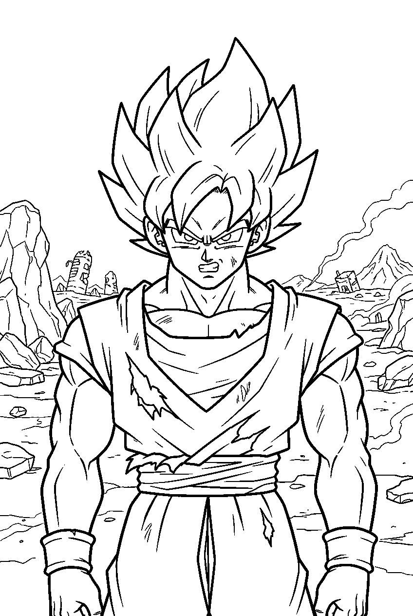 dragon ball z characters on destroyed namek line art