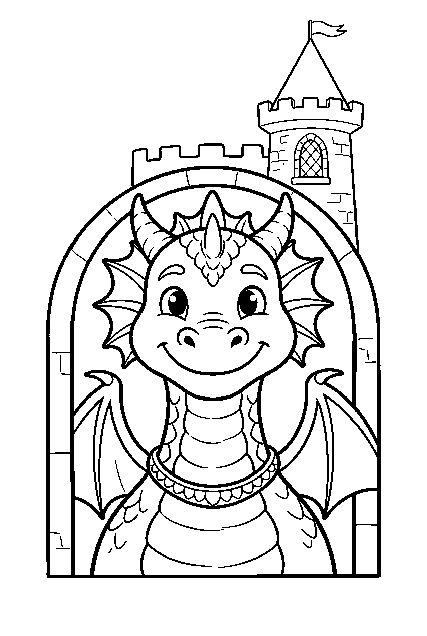dragon in dragon castle line art
