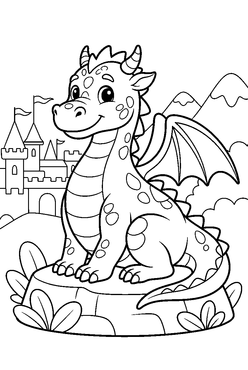 dragon in dragon kingdom line art