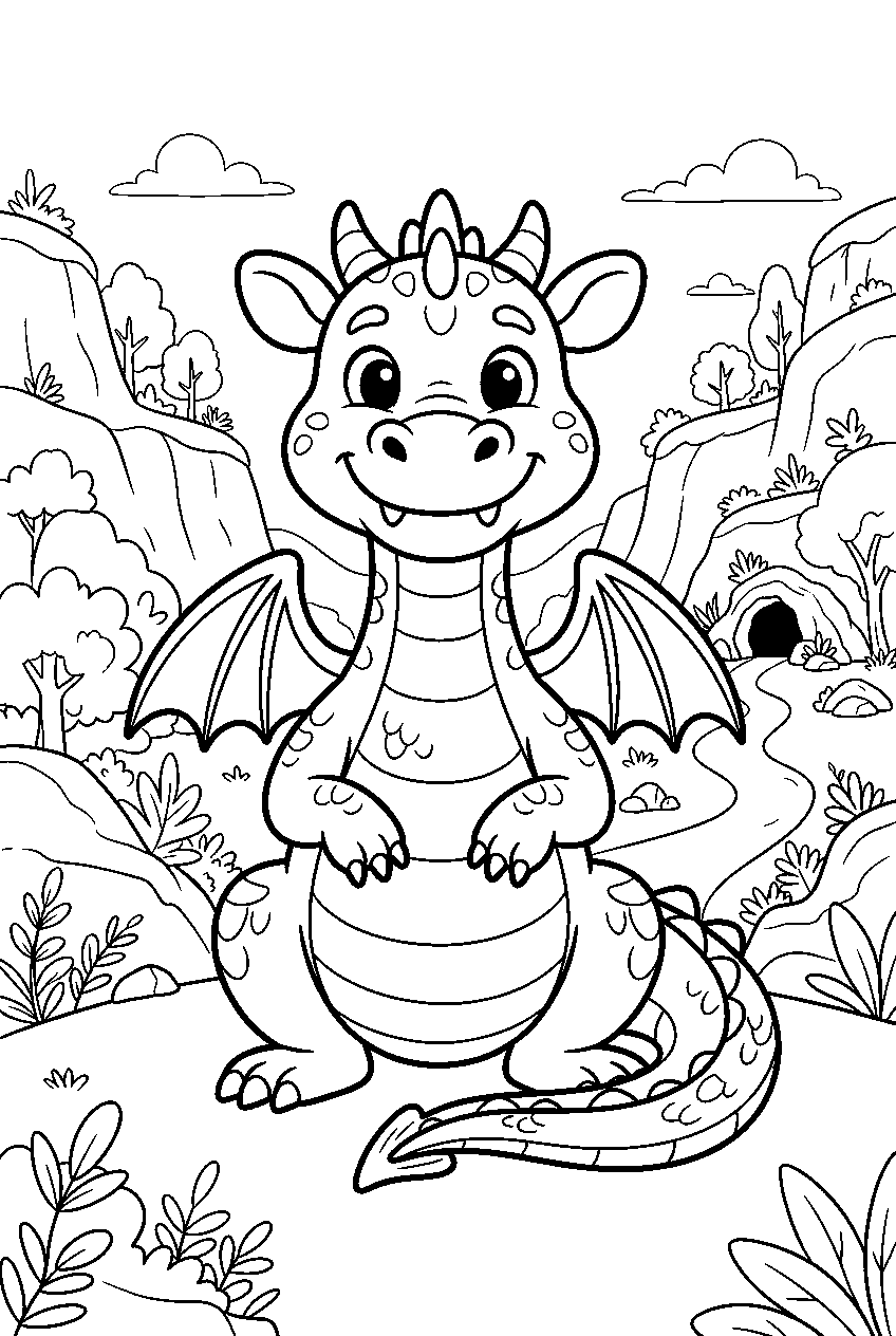 dragon in hidden valley line art
