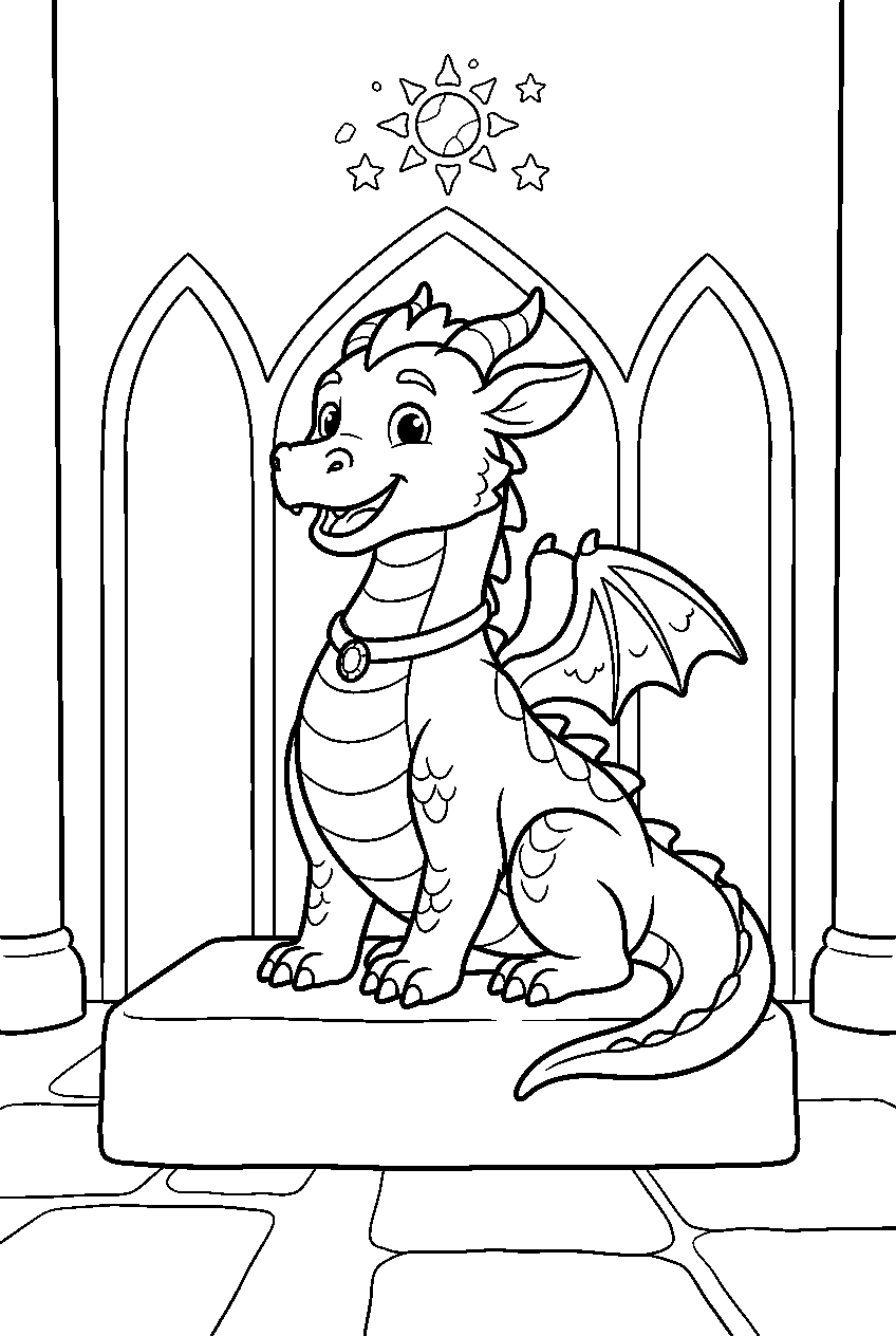 dragon in legendary sanctuary line art