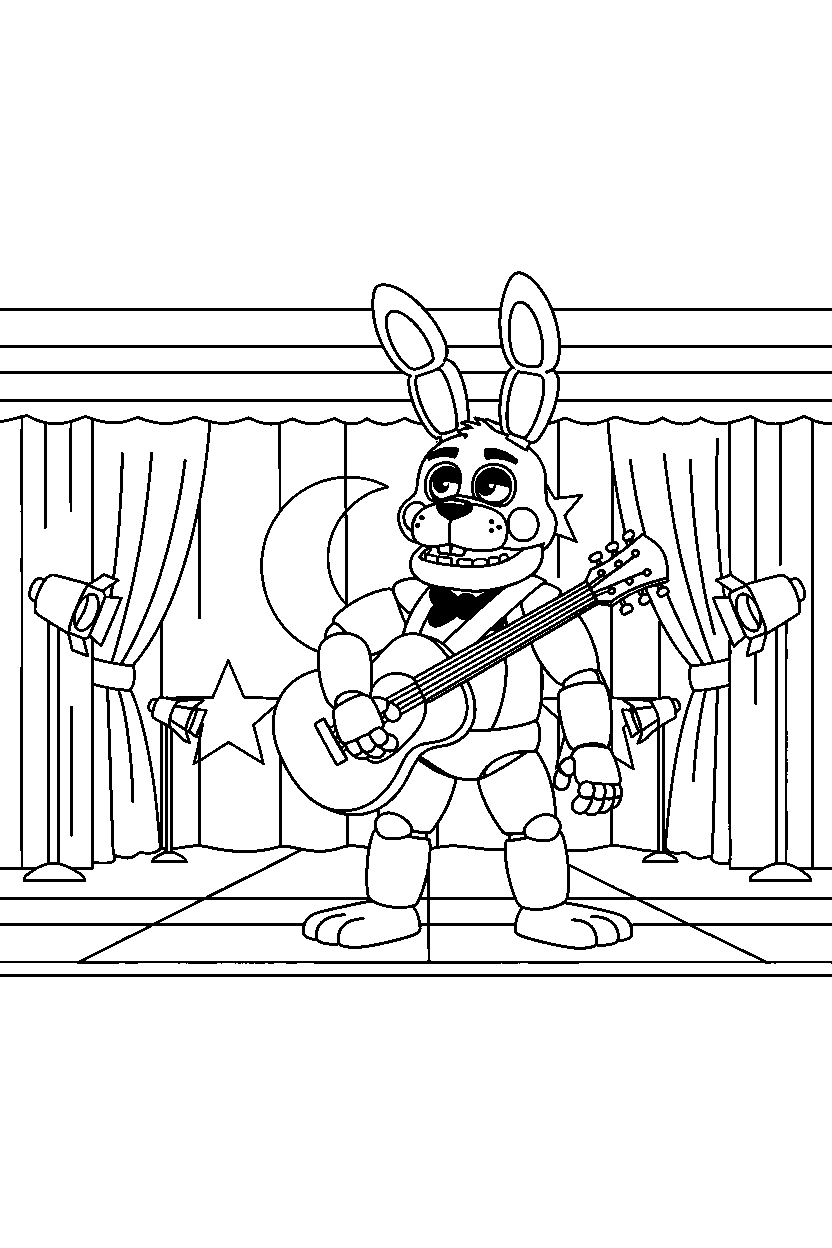 fnaf bonnie exploring in animatronic stage line art