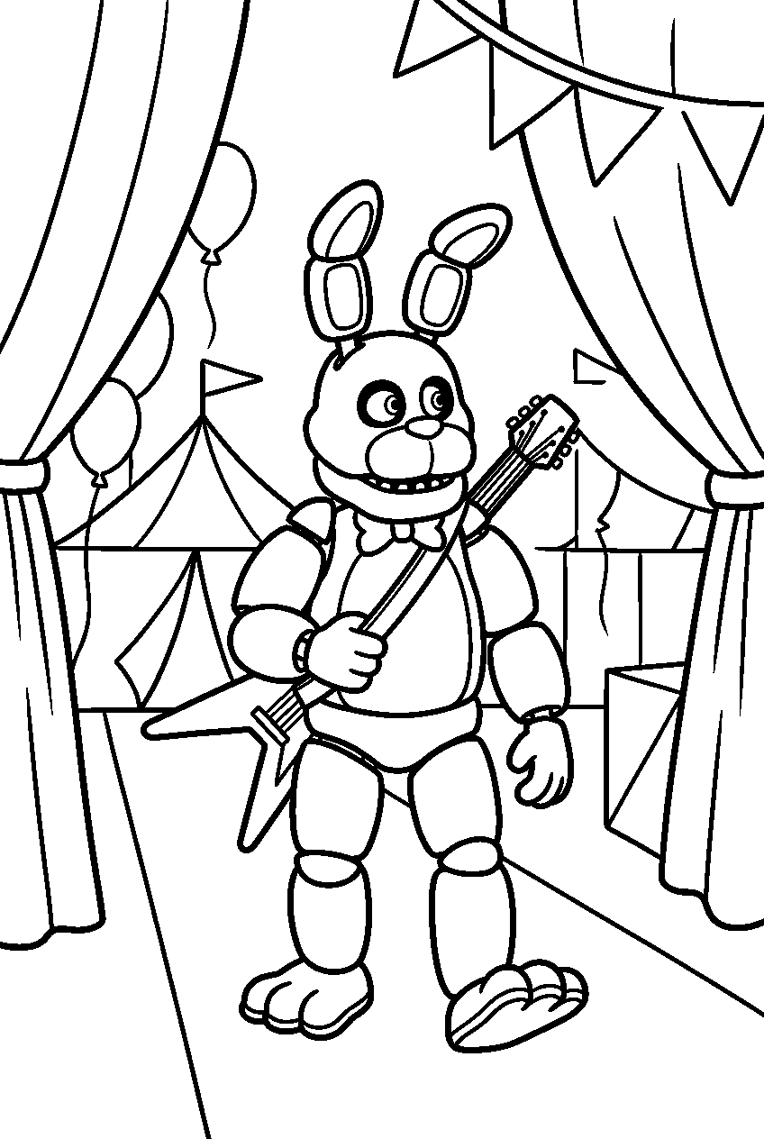 fnaf bonnie exploring in circus gallery line art