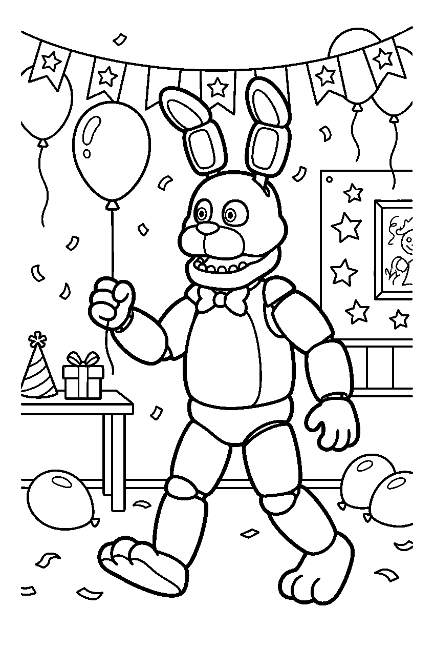 fnaf bonnie exploring in party room line art