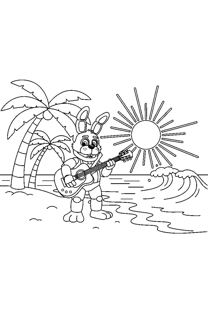 fnaf bonnie exploring on beach line art