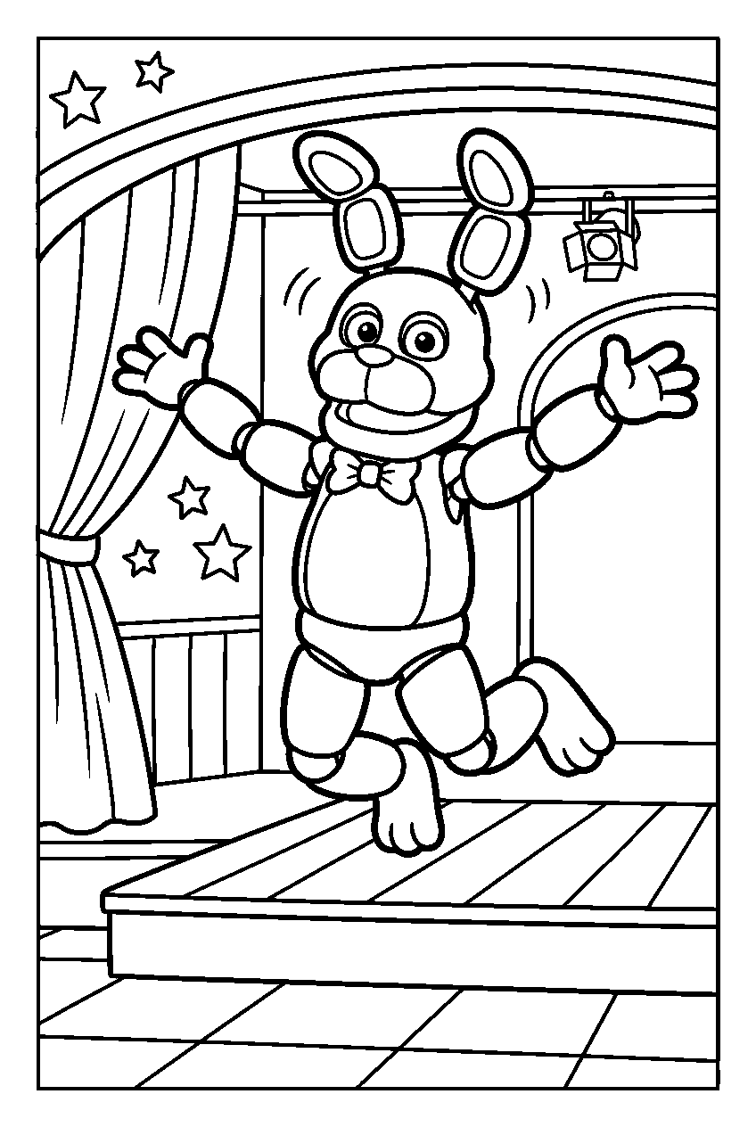 fnaf bonnie jumping in funtime auditorium line art