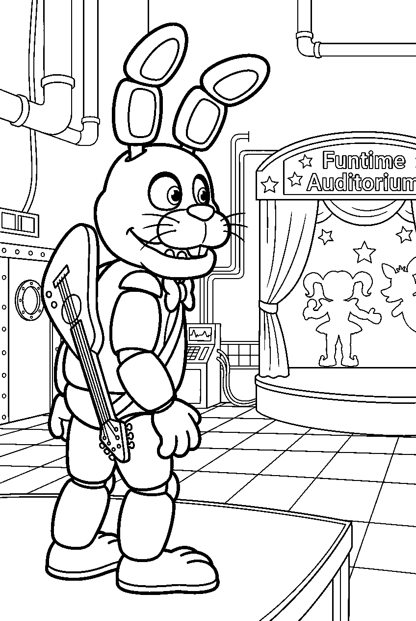 fnaf bonnie looking around in circus baby s entertainment and rental line art