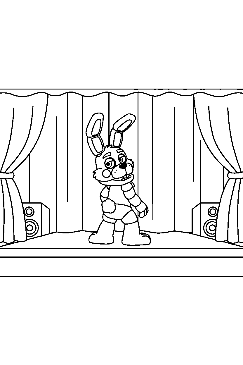 fnaf bonnie looking around in simple stage line art