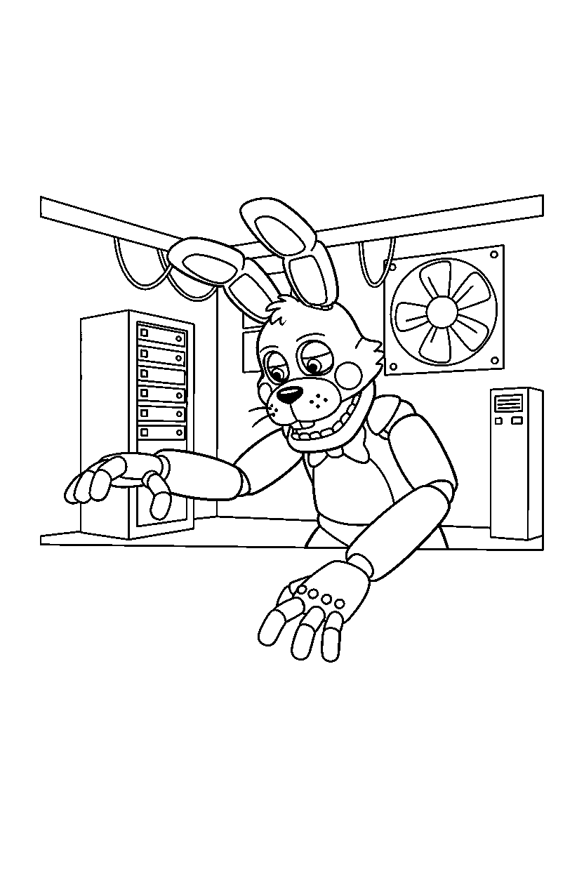 fnaf bonnie reaching in maintenance room line art