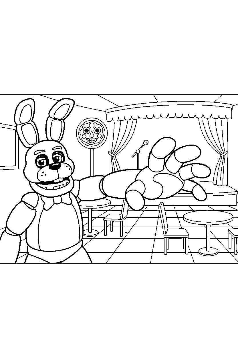 fnaf bonnie reaching in pizzeria line art