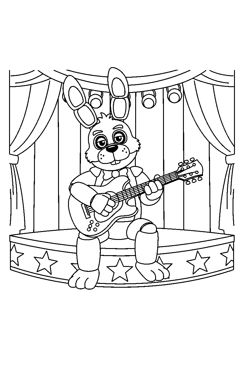 fnaf bonnie resting in stage room line art