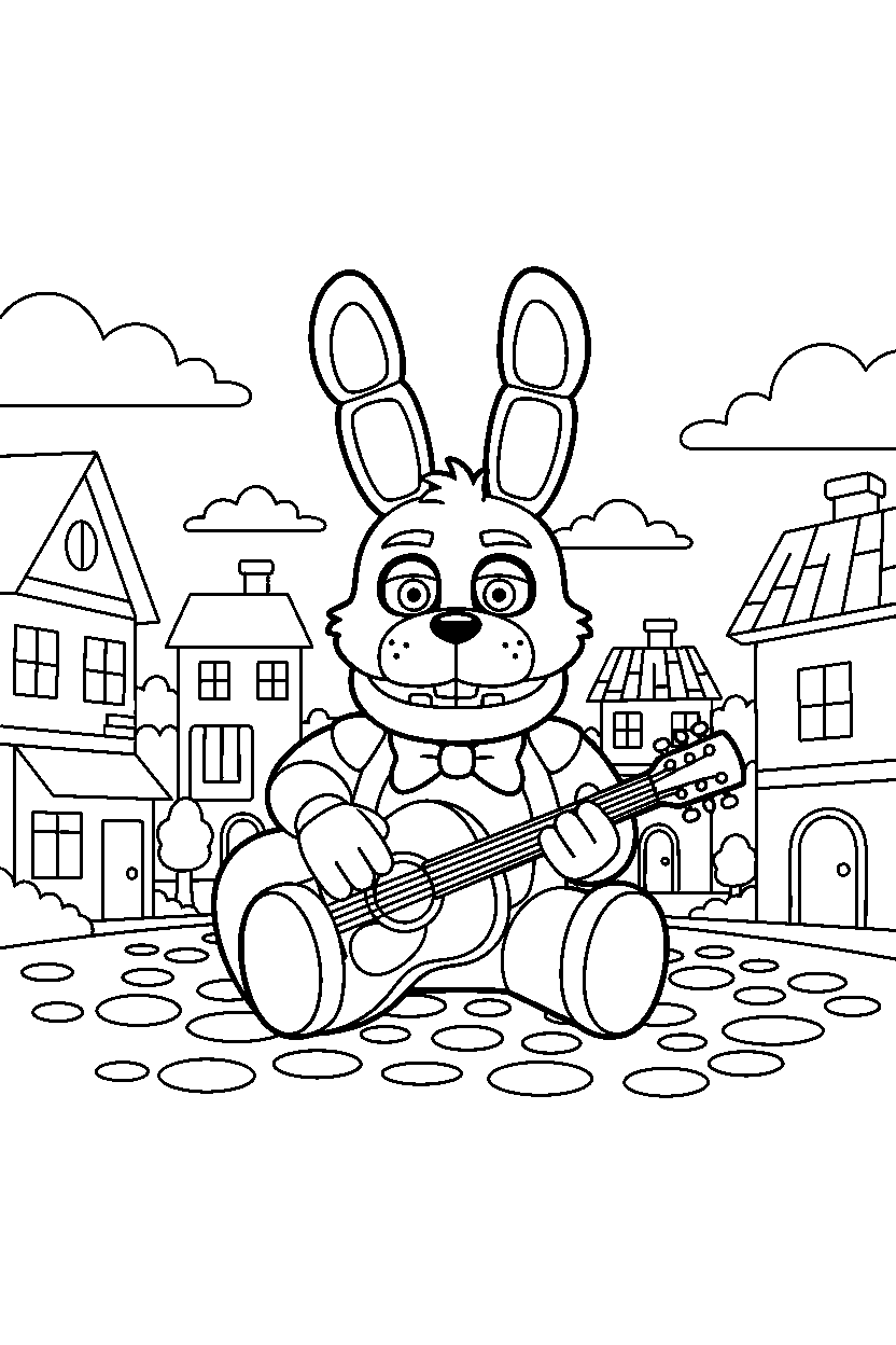 fnaf bonnie sitting in town line art
