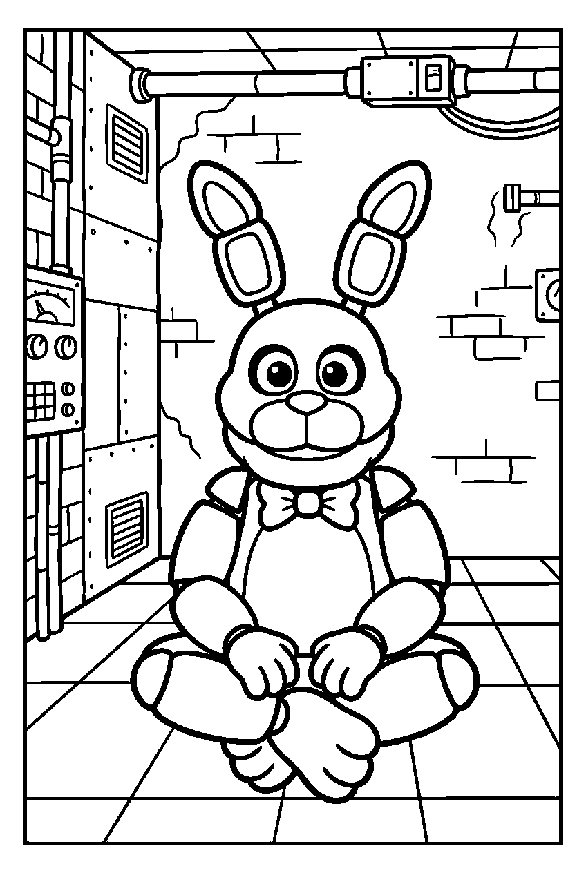 fnaf bonnie sitting in underground facility line art