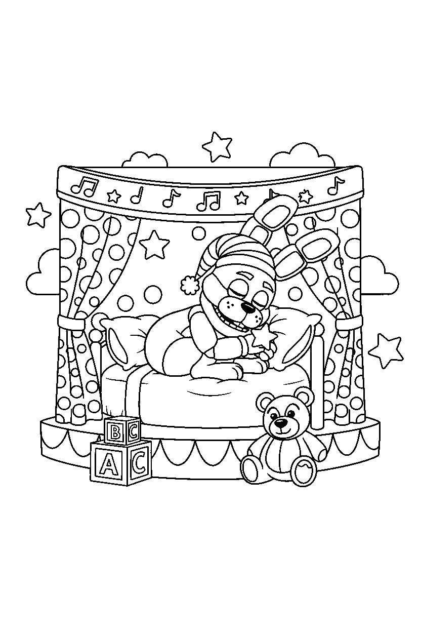 fnaf bonnie sleeping in decorated stage line art