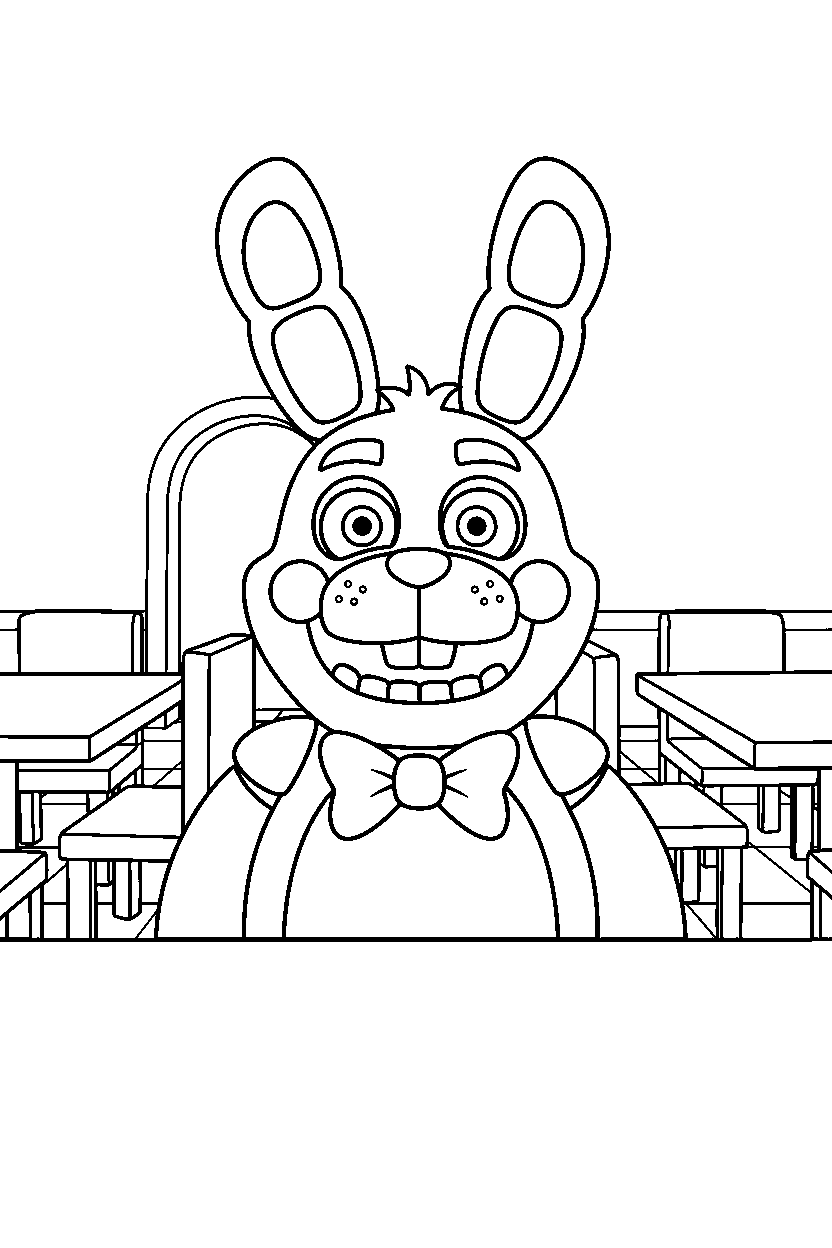 fnaf bonnie smiling in lobby line art