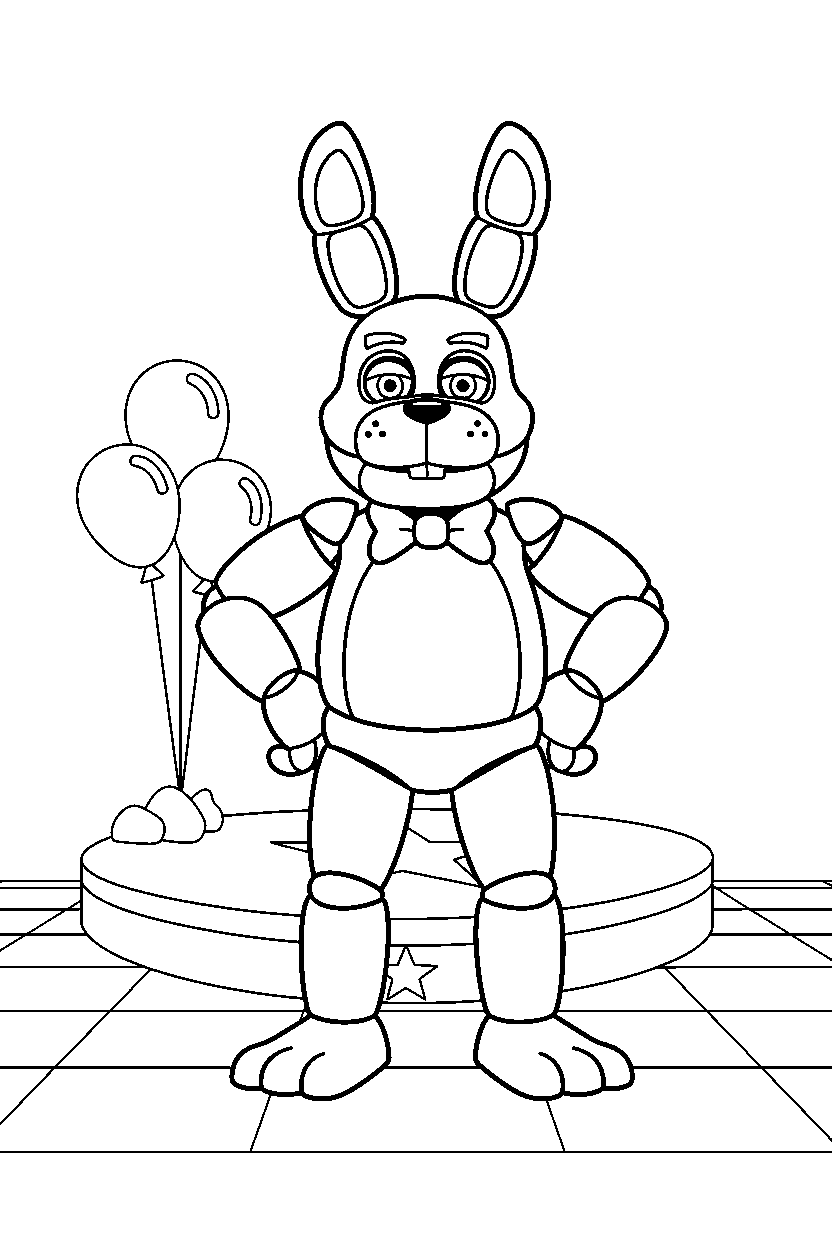 fnaf bonnie standing confidently in level line art