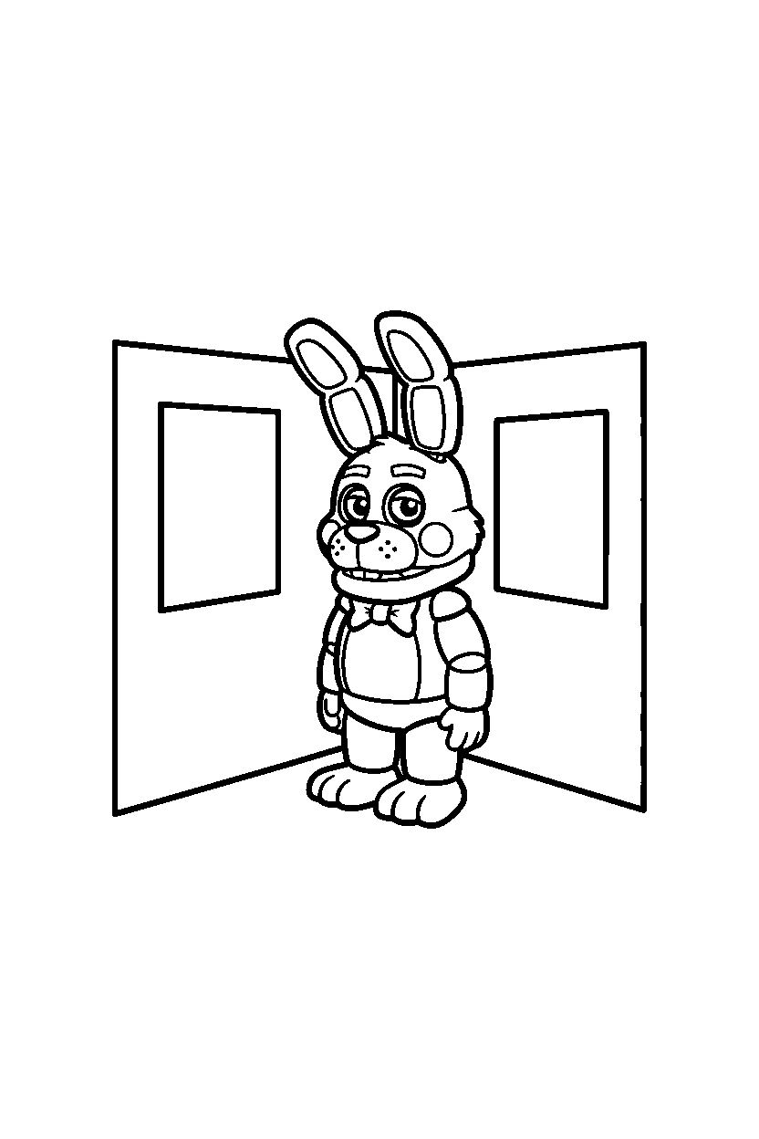 fnaf bonnie standing in corner area line art