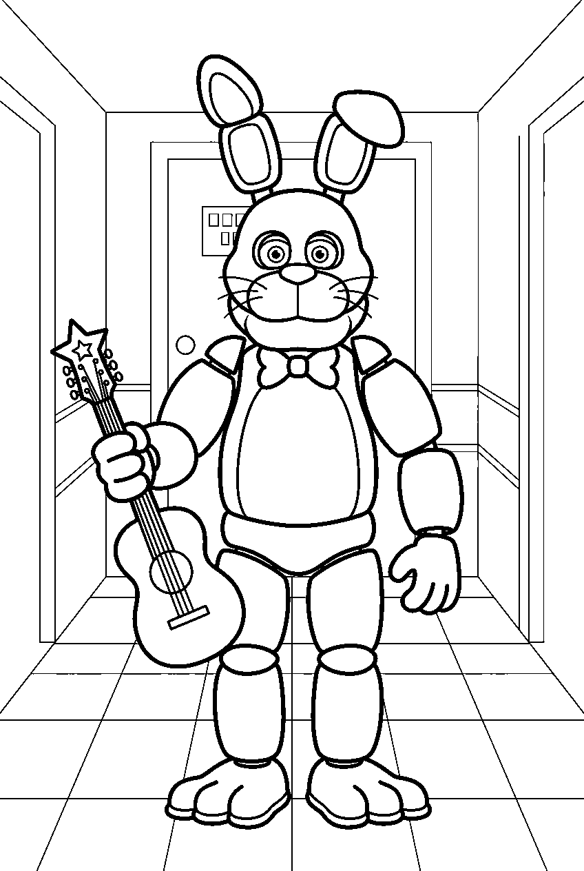 fnaf bonnie standing in hallway line art