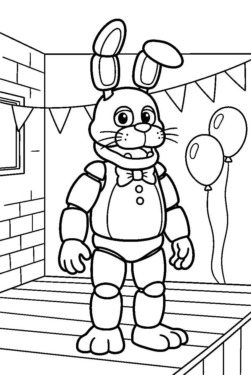 fnaf bonnie standing in party room line art