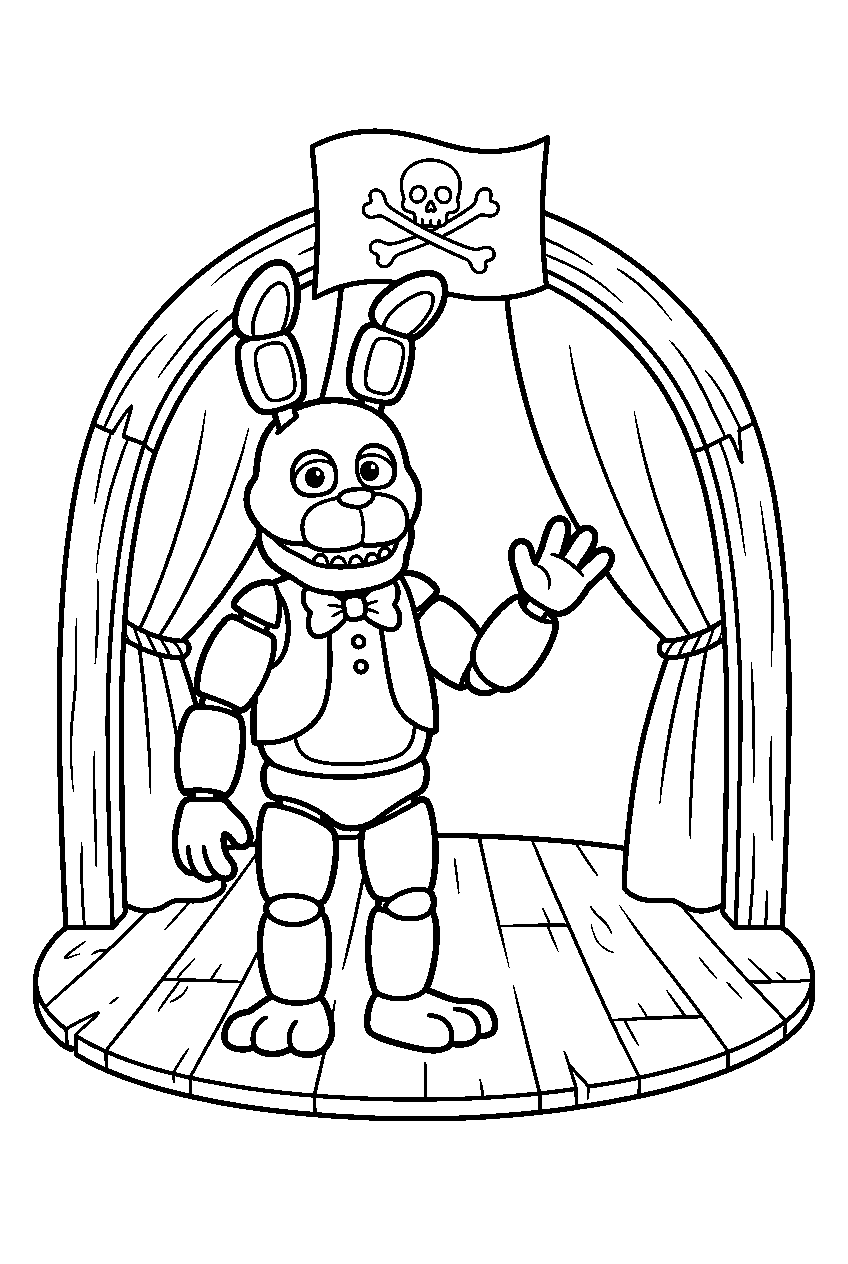 fnaf bonnie standing in pirate cove line art