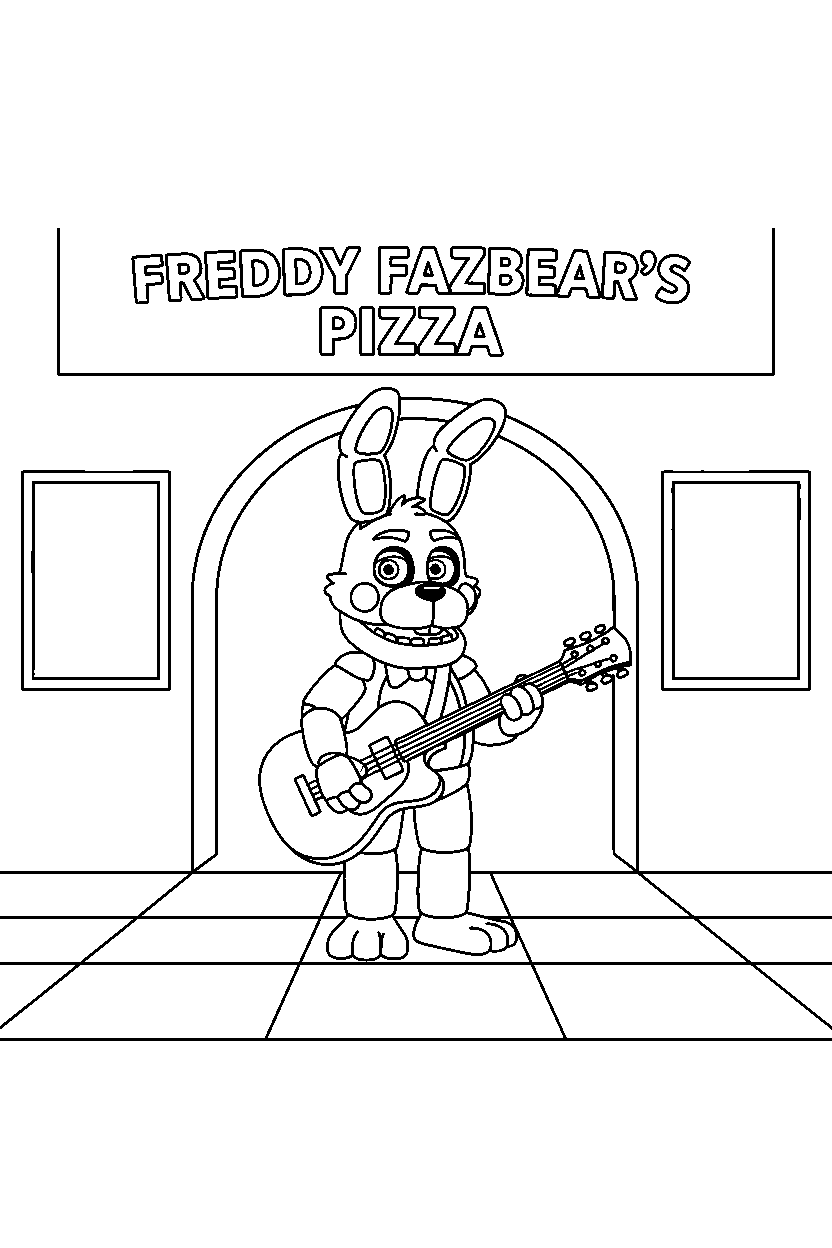 fnaf bonnie watching in entrance area line art