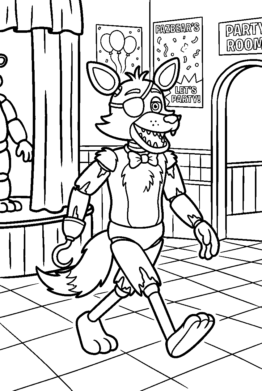 fnaf foxy walking in freddy fazbear s pizza line art
