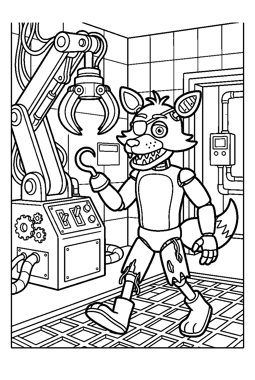 fnaf foxy walking in scooping room line art