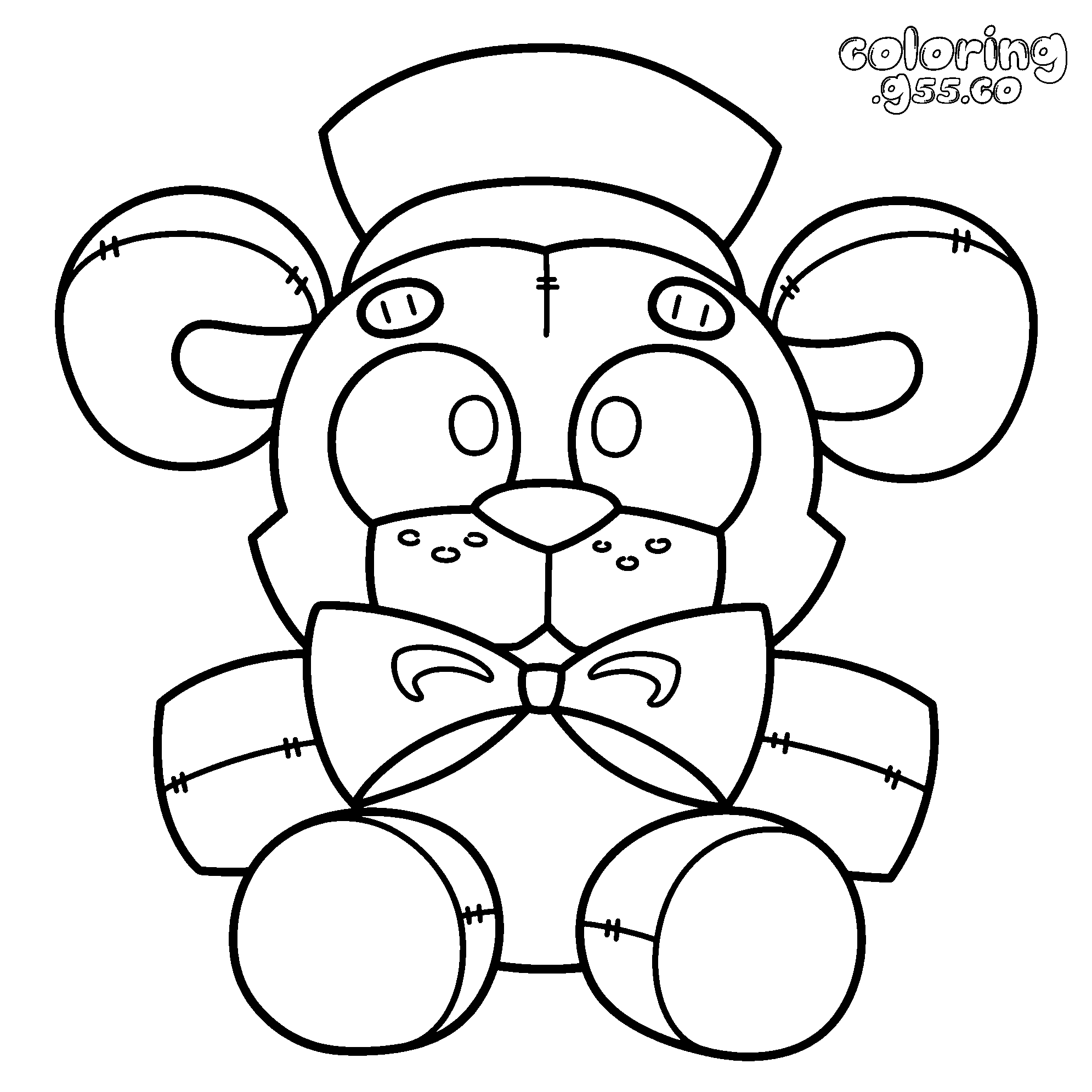 cute freddy fazbear plush line art