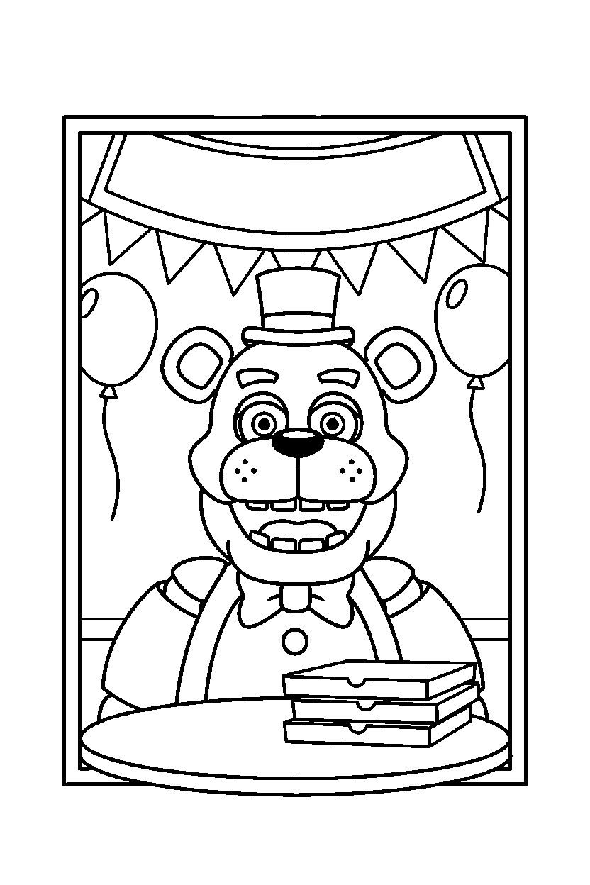fnaf freddy fazbear watching in bonus room line art