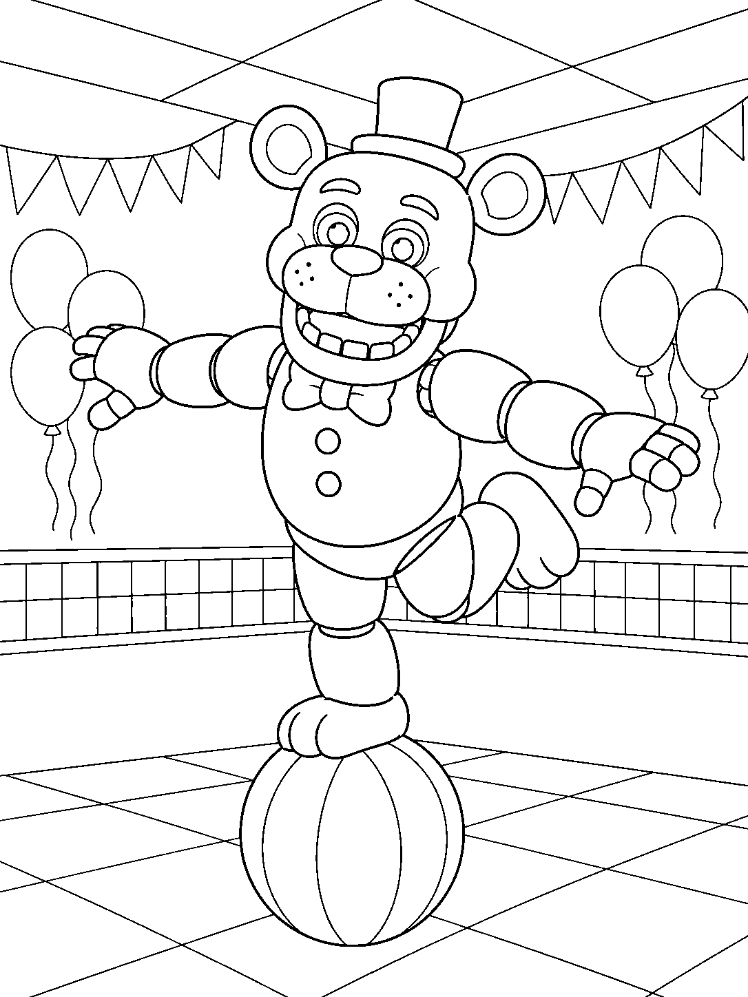 fnaf golden freddy balancing in party room line art